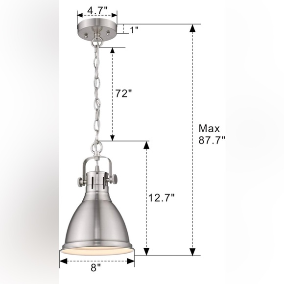 Emliviar Modern Mini Pendant Hanging Light/ Metal Shade, Brushed Nickel Finish - Picture 3 of 5